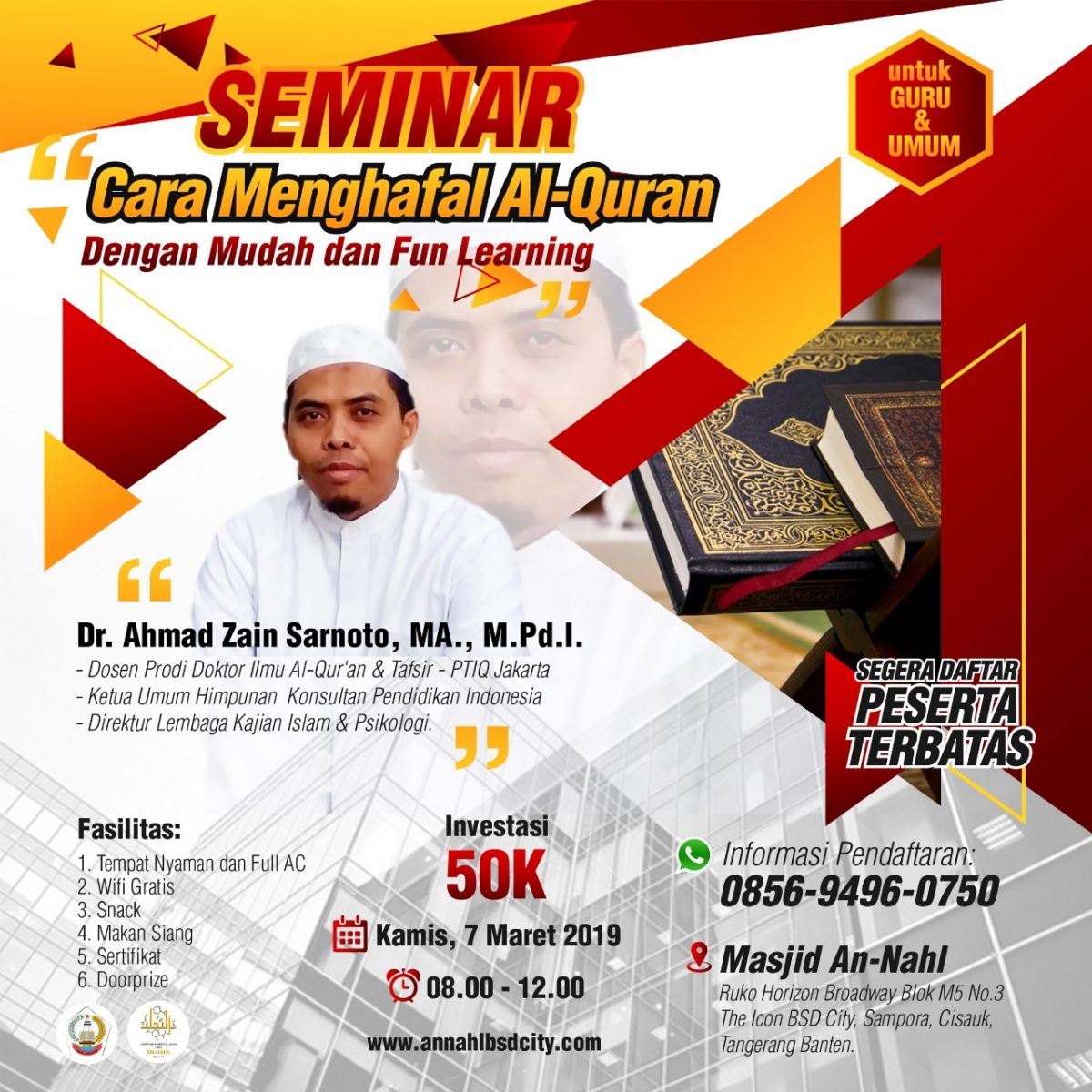 SEMINAR CARA MENGHAFAL ALQURAN DENGAN MUDAH DAN FUN
